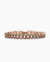 Curb Chain Bracelet in 18K Rose Gold with Cognac Diamonds, 8mm